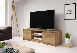 TV stolík BASTE, 120x35,5x38, dub wotan/čierna + LED