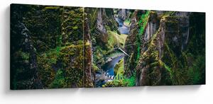 Obraz - Rieka v skalnatom údolí (s hodinami) (90x30 cm)