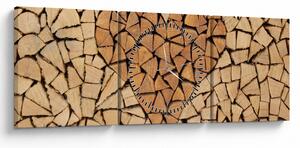 Obraz - Srdce z dreva (s hodinami) (90x30 cm)