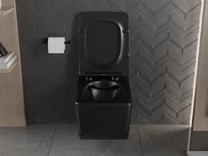 Mexen Vera, závesné WC Rimless 51 x 36 cm s pomaly padajúcim sedátkom z duroplastu, čierna matná, 30164070