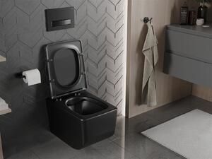 Mexen Vera, závesné WC Rimless 51 x 36 cm s pomaly padajúcim sedátkom z duroplastu, čierna matná, 30164070