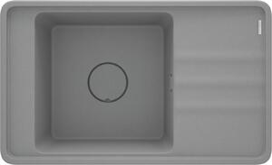Deante Momi, granitový drez s odkvapkávačom, 1-komorový 820x500x229 mm, šedá metalíza, oceľová, ZKM_S11B