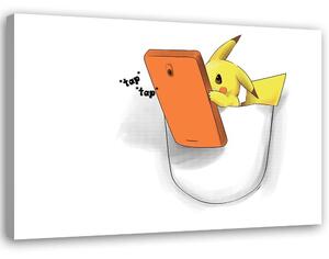 Obraz na plátne Pokémon Pikachu s telefónom - Victoria Bravo Rozmery: 60 x 40 cm