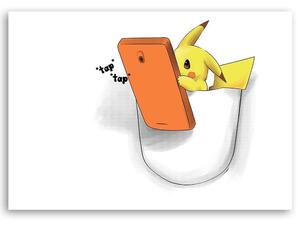 Obraz na plátne Pokémon Pikachu s telefónom - Victoria Bravo Rozmery: 60 x 40 cm