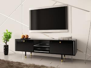 TV stolík 160 Wiastan 01 s LED osvetlením, Farba: čierna / čierny lesk Mirjan24 5903211195648