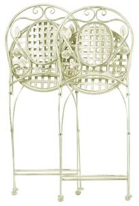 Sada 2 záhradných stoličiek svetlozelená železné skladacie vintage kov vonkajšia UV odolnosť francúzsky retro štýl