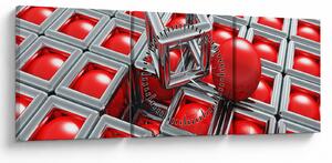 Obraz - 3D metalická abstrakcia (s hodinami) (90x30 cm)