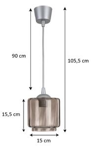 Brilagi-LED Luster na lanku R GLASS 1xE27/60W/230V pr. 15 cm strieborná/dýmovo béžová