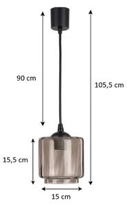 Brilagi - LED luster na lanku R GLASS 1xE27/60W/230V pr. 15 cm čierna/dymovo-béžová
