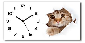 Vodorovné Moderné sklenené hodiny na stenu Mačka