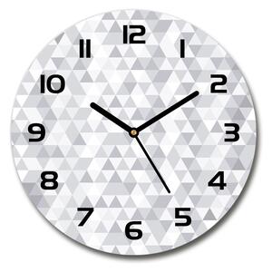 Sklenené nástenné hodiny okrúhle Šedé trojuholníky