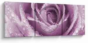 Obraz detailu kvetu ruže (s hodinami) (90x30 cm)