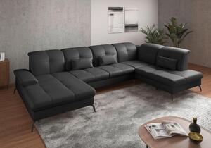 SEDACIA SÚPRAVA, textil, koža, čierna Sit & More - Sedačky, Online Only