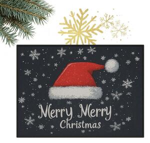 Vianočná rohožka SANTA STEP 60x90 cm, čierna