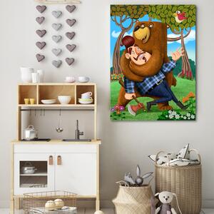Obraz na plátne Medveď a drevorubač - Gustavo Gabriel San Martin Rozmery: 40 x 60 cm