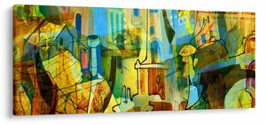 Obraz - Architektúra, kubistická abstrakcia (120x50 cm)