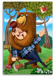 Obraz na plátne Medveď a drevorubač - Gustavo Gabriel San Martin Rozmery: 40 x 60 cm