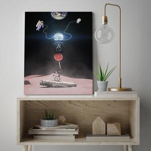 Obraz na plátne Vesmír Zem Mesiac Astronaut - Bryantama Art Rozmery: 40 x 60 cm