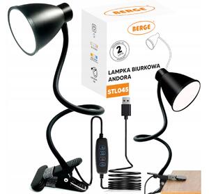 BERGE Andora LED stolná lampa s klipom 1xE27 čierna