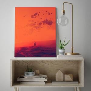 Obraz na plátne Oranžová planéta astronautov - Bryantama Art Rozmery: 40 x 60 cm