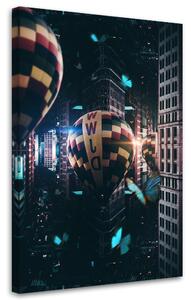 Obraz na plátne Balóny Mesto Motýle Abstrakcia - Bryantama Art Rozmery: 40 x 60 cm