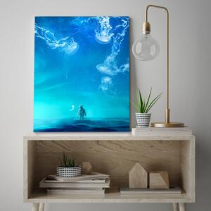 Obraz na plátne Modrá medúza Astronaut Sea - Bryantama Art Rozmery: 40 x 60 cm