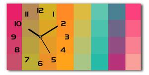 Vodorovné Sklenené hodiny na stenu Farebné štvorce