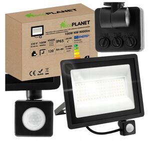 EcoPLANET LED reflektor 100W NW 4500K - 9000lm - so senzorom pohybu a súmraku IP65