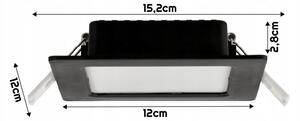 BERGE Štvorcový zapustený LED panel 6W - 660lm - 4000K - čierny