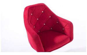 LuxuryForm Barová stolička ROMA VELUR na striebornom tanieri - červená