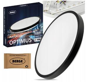 BERGE Prisadený LED stropný panel 18W 1440lm Okrúhly čierny NW