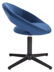 LuxuryForm Stolička NAPOLI VELUR na čiernom kríži - modrá