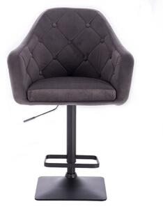 LuxuryForm Barová stolička ANDORA VELUR na čierne podstave - šedá