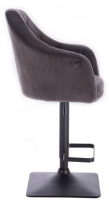 LuxuryForm Barová stolička ANDORA VELUR na čierne podstave - šedá
