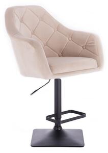 LuxuryForm Barová stolička ANDORA VELUR na čierne podstave - krémová