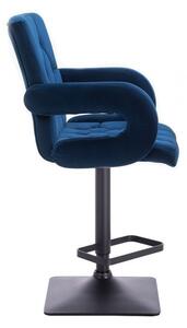 LuxuryForm Barová stolička BOSTON VELUR na čierne podstave - modrá