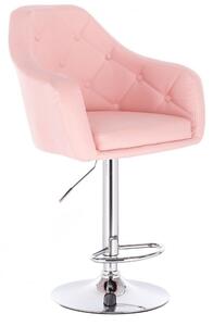 Barová stolička ANDORA na striebornom tanieri - ružová