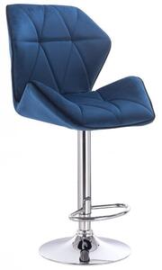 LuxuryForm Barová stolička MILANO MAX VELUR na striebornom tanieri - modrá