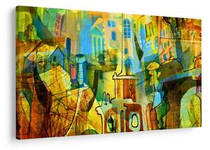 Obraz - Architektúra, kubistická abstrakcia (90x60 cm)