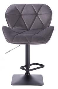 LuxuryForm Barová stolička MILANO VELUR na čierne podstave - tmavo šedá