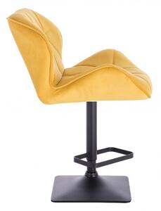 LuxuryForm Barová stolička MILANO VELUR na čierne podstave - žltá