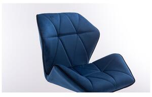 LuxuryForm Barová stolička MILANO MAX VELUR na čiernej hranatej podstave - modrá