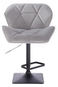 LuxuryForm Barová stolička MILANO VELUR na čierne podstave - svetlo šedá