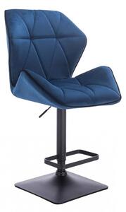 LuxuryForm Barová stolička MILANO MAX VELUR na čierne podstave - modrá