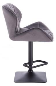 LuxuryForm Barová stolička MILANO VELUR na čierne podstave - tmavo šedá