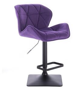 Barová stolička MILANO VELUR na čierne podstave - fialová
