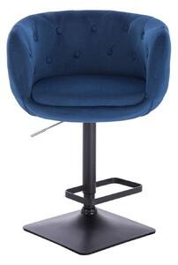 LuxuryForm Barová stolička MONTANA VELUR na čierne podstave - modrá