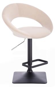 LuxuryForm Barová stolička NAPOLI VELUR na čierne podstave - krémová