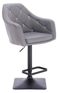 LuxuryForm Barová stolička ROMA na čierne podstave - šedá