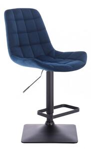 LuxuryForm Barová stolička PARIS VELUR na čierne podstave - modrá